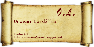 Orovan Loréna névjegykártya